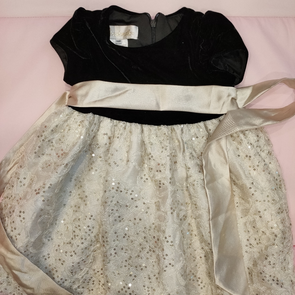 Cinderella babygirl Christmas/flower girl ivory/black formal dress 24m